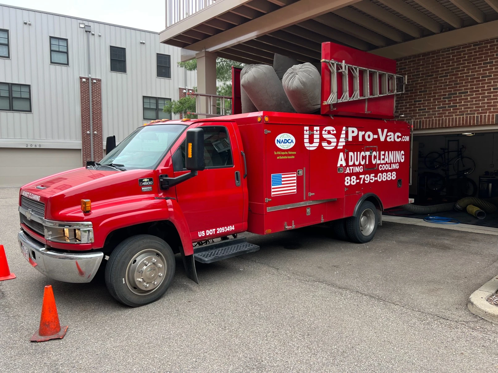 a van making air duct cleaning in Oak Park, MI